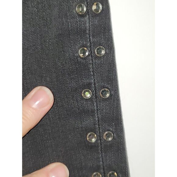 Levi's Premium Mile High Super Skinny Black Jeans Rhinestones Distressed Size 27 - Picture 7 of 13